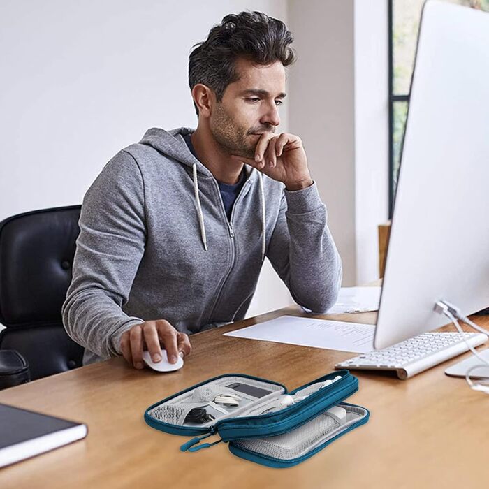 Органайзер для кабелів Skycase, сумка-органайзер для аксесуарів: USB, Powerbank, SD-картки, зарядні кабелі. Зелений, 19 x 11 x 5.5 см