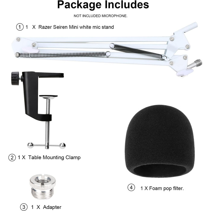 Тримач мікрофона YOUSHARES для Razer Seiren Mini/V3 Mini - професійний кріплення з поп-фільтром для геймінгу, стрімінгу та подкастингу