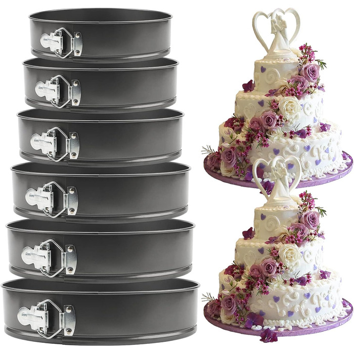 Набір форм для випічки (6 шт.) - круглі, знімний дно, антипригарне покриття, для тортів та пирогів