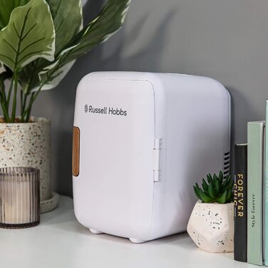 Russell Hobbs Mini Portable Cooler & Warmer - Drink, Beauty & Skincare - AC/DC - Scandi Style White & Wood Effect