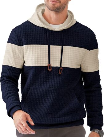 Чоловічий худі з капюшоном, довгі рукави, теплий світшот, казуальний стиль, блакитний колір, розмір XL