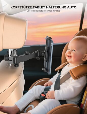 Утримувач для планшету в авто OHLPRO - розсувний, 48 см, універсальний, сумісний з iPad, смартфонами, Switch, з металевими кільцями