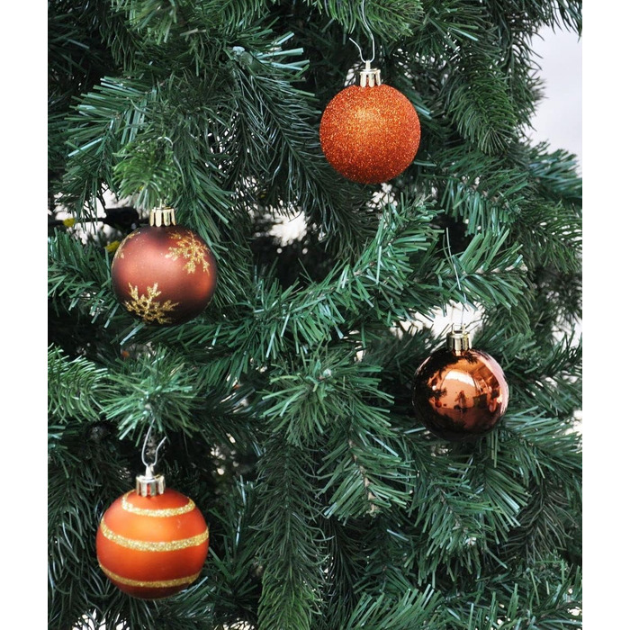 Набір прикрас на ялинку 64 шт. 6 см, пластикові, стійкі до пошкоджень, мідно-коричневі
