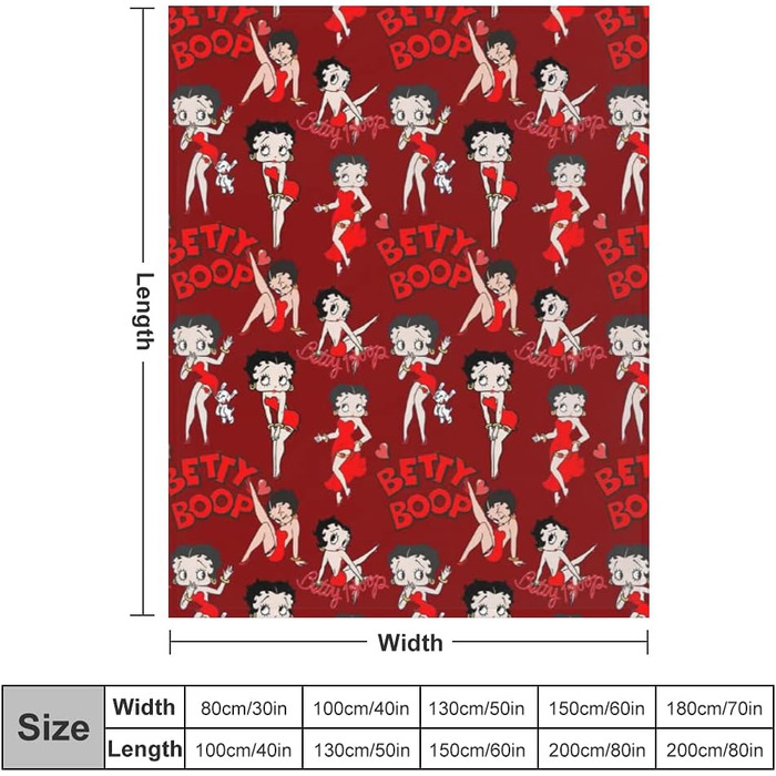 Плед HYN Betty Boop з фланелі для софи, м'який, червоний, 127x101 см, подарунок для мами