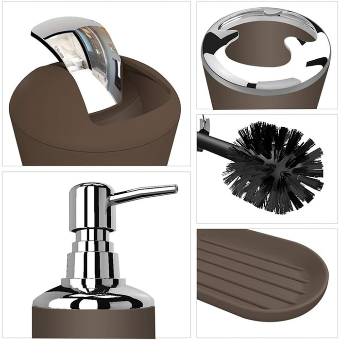 Набір аксесуарів для ванної кімнати, 6 предметів: смітник, тримач для зубних щіток, стакан для зубної пасти, мильниця, дозатор для миючого засобу, зелений