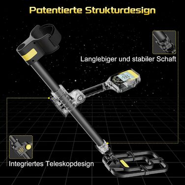 Металодетектор для дорослих та дітей: водонепроникний, акумуляторний, з Pinpointer, складний, сірий