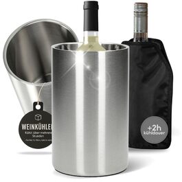 Набір з 2 шт. охолоджувачів для пляшок 'Chill' - сталеві, двостінні, для вина, шампанського, пива - подарунок для поціновувачів вина