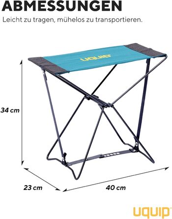 Складний туристичний стілець Uquip Falthocker Fancy Petrol - міцний, компактний, для кемпінгу, відпочинку та подорожей. Максимальне навантаження: 100 кг.