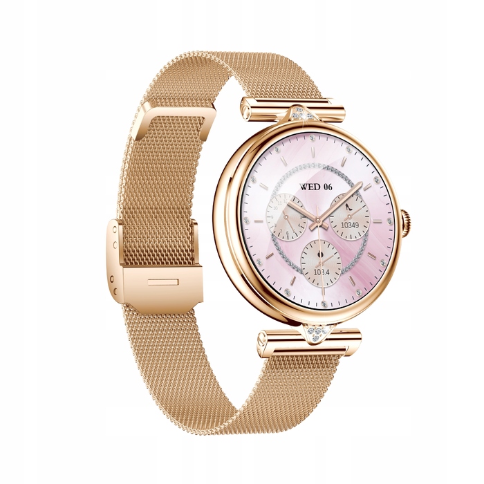 Смарт-годинник Emavo для жінок, AMOLED-дисплей, золотий колір (5 ремінців у комплекті)