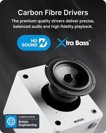 Активні колонки Majority D50X | 60W, Bluetooth 5.3, HDMI ARC, AUX | Hi-Fi стереоколонки для ПК та студії (білі)