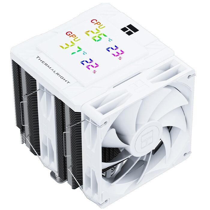 Кулер для процесора Thermalright Peerless Assassin 120 Digital ARGB White — двовежевий повітряний охолоджувач з цифровим дисплеєм, для AM4/AM5, LGA1851/1700/1200/115X
