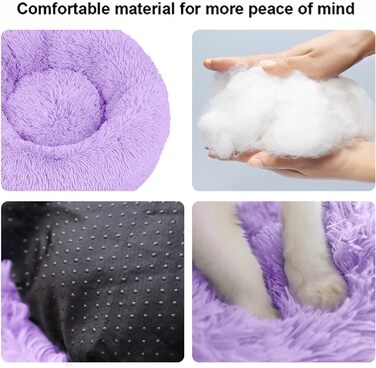 Кругле ліжко для котів та собак Nisrada, 60 см, рожеве, з неслизьким дном, для тварин, кошенят та цуценят