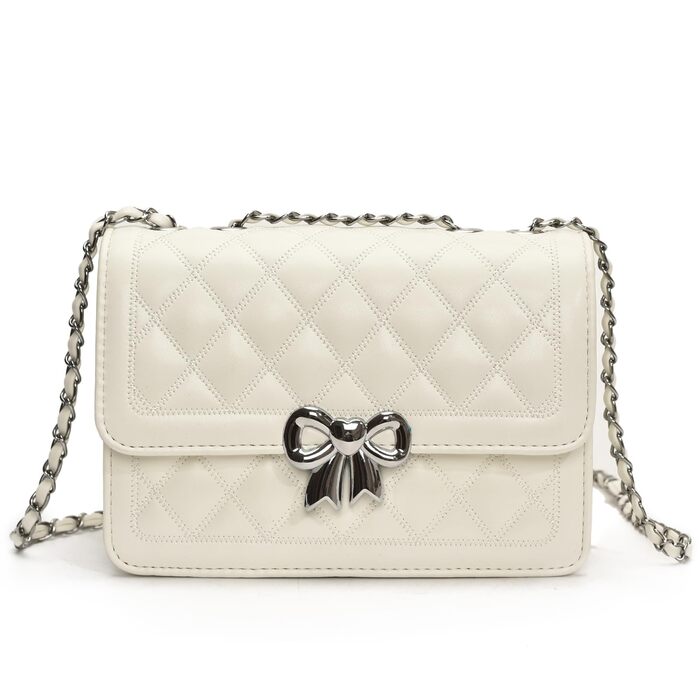 Сумка жіноча Travistar через плече з ланцюжком - кросбоді, клатч, вечірня, міська, шкіряна, біла (K076)