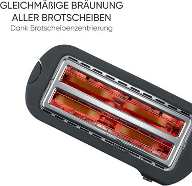 Тостер SEVERIN AT 2591 DESIGN: 4 слоти, підставка для бургерів, 1400 Вт, чорний матовий