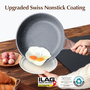 Сковорода SENSARTE з антипригарним покриттям, 24 см, з гранітною керамікою, для плити та індукції, без PFOA/PTFE/PFAS