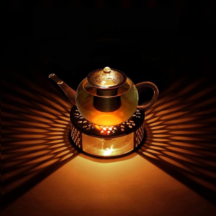 Скляна чайник Creano 1,2л з підставкою, 3-секційний набір, з нержавіючою сталею, для листового чаю, безперебійний, 1200 мл