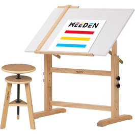 Meeden Adjustable Height Drawing Table with Stool - Artist Easel Table for Studio, Art & Craft Projects