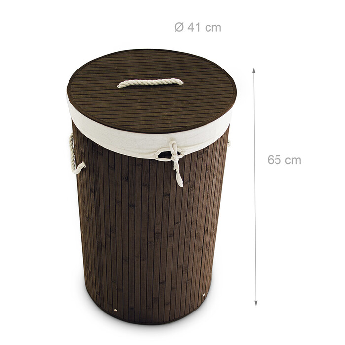 Relaxdays Bamboo Laundry Basket, Round