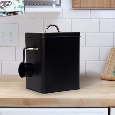 Кошик для порошку Theo&Cleo 6.5L, металева коробка для порошку, зберігання корму для собак/котів, кавових зерен (вугільний)