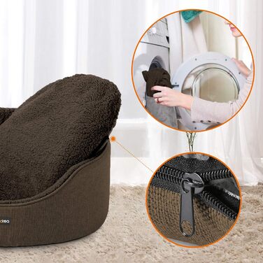 Feandrea Dog Bed, Dog Basket, Reversible Cushion, 73 x 60 x 27 cm, Brown PGW031K01