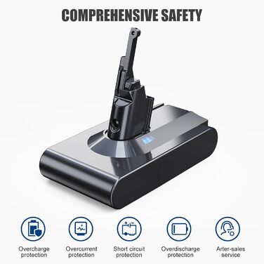 Замінний акумулятор EVARY 8000mAh для пилососів Dyson V8 Absolute Animal Motorhead Pro SV10 (2 фільтри + 1 щітка)