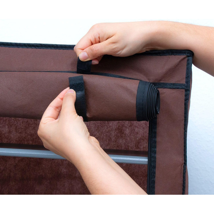 INTIRILIFE Folding Wardrobe 170x58x28 cm - with Zipper Fabric Wardrobe, Clothes Closet, Shoe Rack with 9 Storage Compartments - Camping Storage Box, Textile Wardrobe (Cocoa Brown)