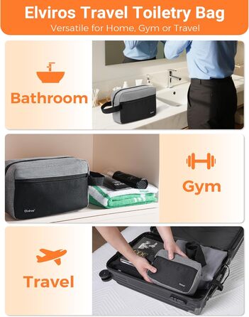 Чоловіча дорожня туалетна косметичка, водонепроникна, з кишенею для гоління та ручкою, органайзер для косметики, спортзал, душ, ванна кімната, подарунок для чоловіків, чорно-сіра