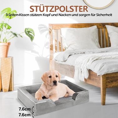 AUSCAT Orthopedic Dog Bed Small Dogs - Dog Bed Memory Foam with Removable, Washable Cover, Waterproof Liner, and Non-Slip Bottom, 60cm L x 45cm W x 15cm H (Grey)