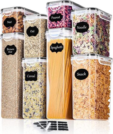Набір контейнерів для зберігання продуктів з кришкою, 16 шт. BPA Free, герметичні, для кухні, організує крупи, цукор, каву, з етикетками