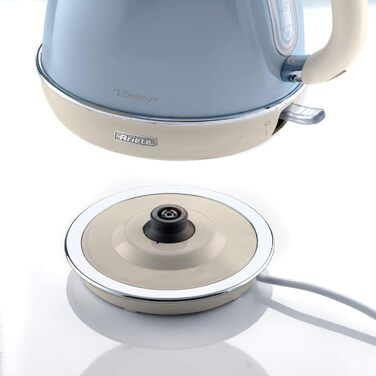 Ariete Vintage Blue Electric Kettle - 1.7L Stainless Steel, 2000W with 360° Swivel Base & Water Level Indicator