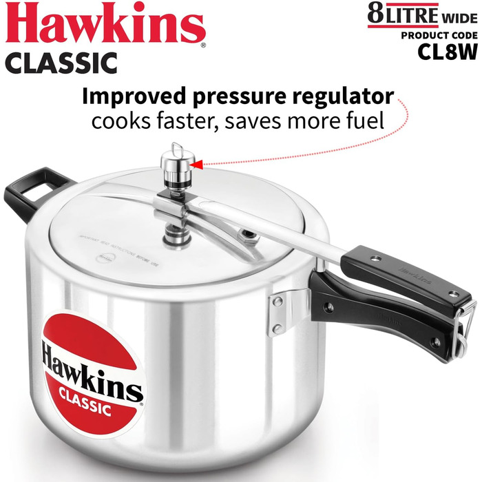Скороварка Hawkins Classic CL8W, алюміній, 8 л, середня, срібляста