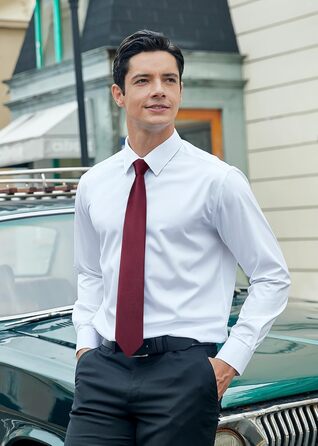 Чоловіча краватка та нагрудний хустинка HISDERN для весілля, бордово-білий, з запонками