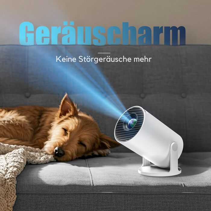 Розумний проєктор AKIYO O2 з підтримкою 1080P, Android 11, WiFi 6, Bluetooth 5.4 та автотрапецеїдною корекцією. Підтримка HDMI, USB, Smartphone, Laptop, PS5. Поворотний на 180°