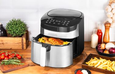 Фритюрниця GASTROBACK Air Pro XXL: 6.5 л, 8 програм, сенсорне керування, срібно-чорний колір