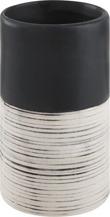 Bathroom set black/beige 4-piece made of natural stone Dolomite, striped Coro