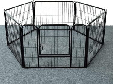 Клітка для собак, металева, розкладна, для цуценят, гризунів, кроликів, з дверцятами (310 x 2,5 x 75 см, 80 x 60 см)