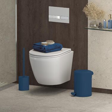 Набір для туалету з щіткою для унітазу Silikon, компактний, антибактеріальний, матовий, білий (Prussian Blue)