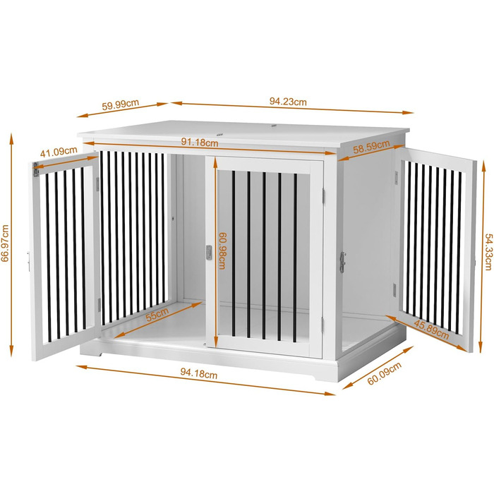 Клітка для собак для дому, меблі для собак з подушкою, вольєр для собак в приміщенні, собачий будиночок, клітки для собак великих порід, клітка для собак у стилі меблів з відкидним верхом, білий (L) (Новий середній розмір, білий)