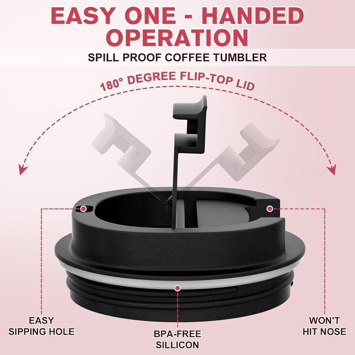 Термокружка для кави з кришкою, 380 мл, з подвійними стінками, з нержавіючої сталі, червоно-чорна