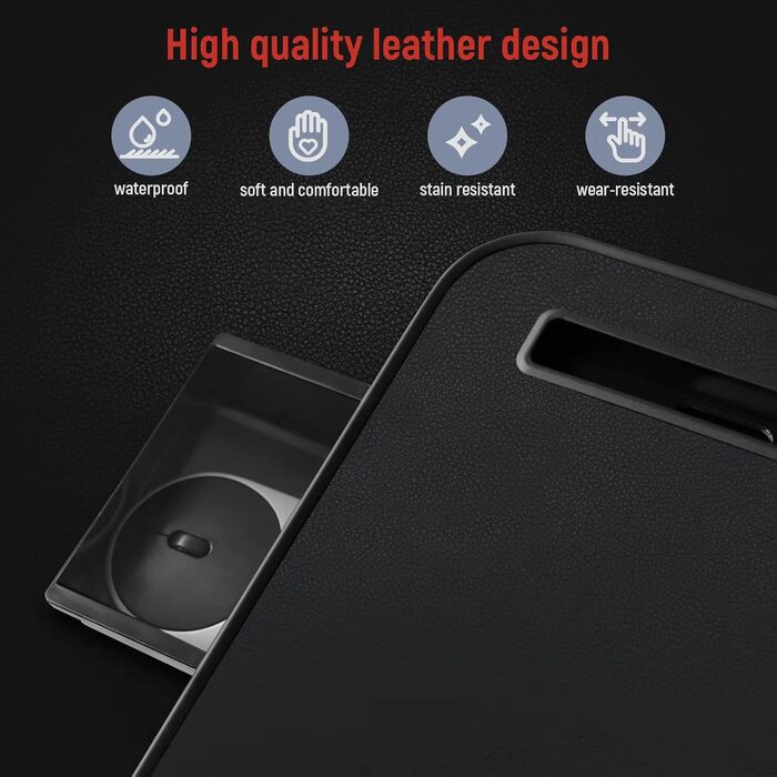 Підставка для ноутбука в ліжко з двома шухлядами, регульована преміум-підставка з шкіри, чорна X-Large (15.7'*23.6'-сумка)