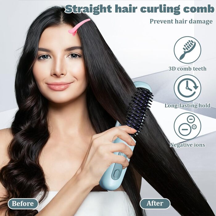 Бездротова щітка-випрямляч для волосся Mini Hair Straightener, 160-200°C, LED дисплей, 3 температурні режими, M2