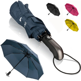 STYNGARD Тристонний парасолька, стійкий до вітру до 140 км/год, з автоматичним відкриванням, тефлонове покриття, довга ручка, модель TRONDHEIM, блакитний