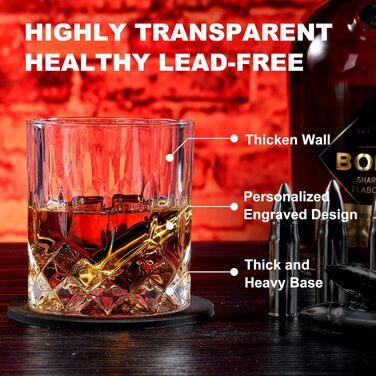 Набір віскі Exreizst: 2 склянки, 8 охолоджувачів, дерев'яна коробка | Подарунок для чоловіків