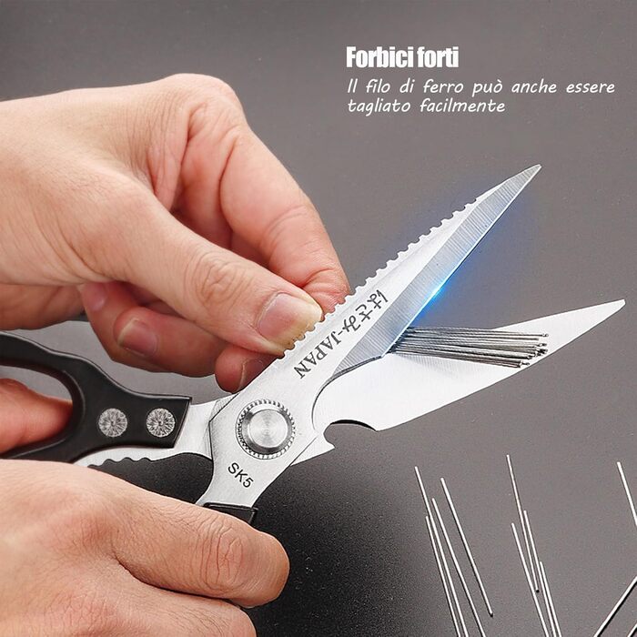 Ніж-ножиці кухонні з нержавіючої сталі, універсальні, з відкривачем для пляшок, для птиці, риби, м'яса, зелені, горіхів, миється в посудомийній машині (чорний)