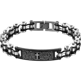 Чоловічий браслет JewelryWe з кулоном-хрестом, англійська Біблія, молитовний, з нержавіючої сталі, ланцюжок, подарунок для чоловіків (чорний/сріблястий)