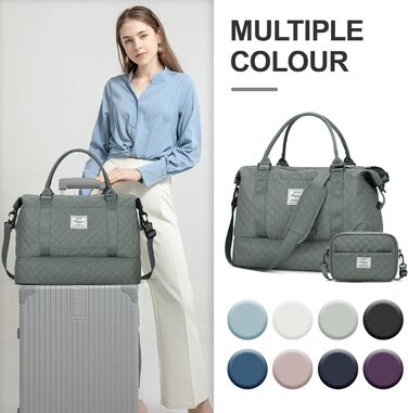 Спортивна сумка для жінок, дорожня сумка-дуffel, фітнес-сумка, дорожня сумка на вихідні з відділенням для взуття та косметичкою, водовідштовхувальна, бежева (E8-армійний зелений)