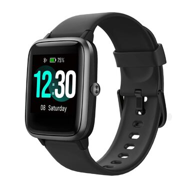 Fitpolo Розумний годинник для жінок, чоловіків та дітей. Фітнес-трекер з вимірюванням пульсу, водонепроникний IP68, повний сенсорний екран, моніторинг сну, музичне керування, сумісний з Android та iOS, чорний