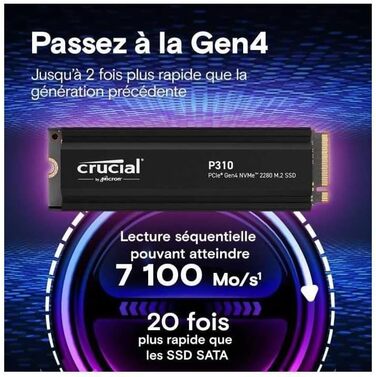 SSD Crucial P310 1TB M.2 2280 PCIe 4.0 x4 NVMe з інтегрованим кулером