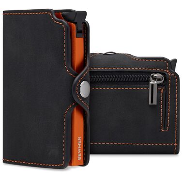 BEWMER Преміум картхолдер | Смарт-портмоне для жінок та чоловіків з RFID-захистом | Чорний/Червоний