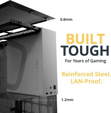 Корпус для ПК Geometric Future M5 з загартованим склом, Mid Tower, E-ATX/ATX, чорно-сірий, сталь 1.2mm, Type C, без інструментів, підтримка радіатора 420/360, подвійний відсік